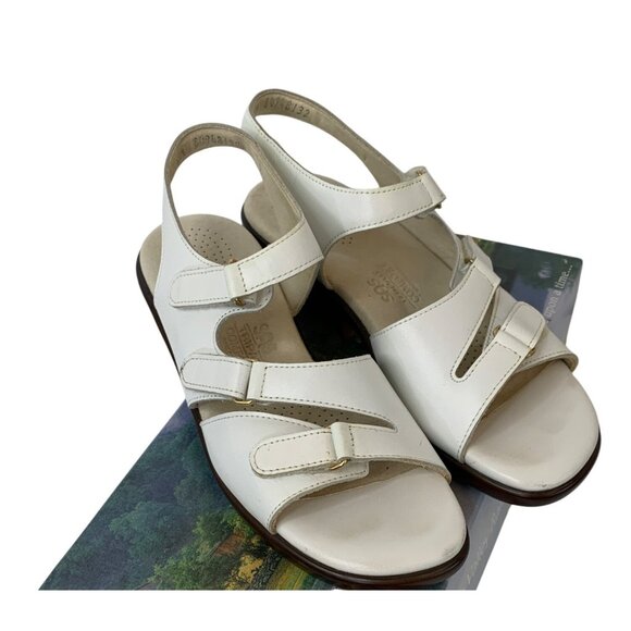 SAS Womens Tabby White Leather Adjustable Comfort Sandals Size 8N EUC M10097 - Picture 13 of 13